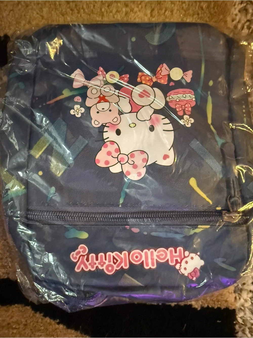 Hello Kitty Blue Kids Shoulder Bag with Cute Character Print
